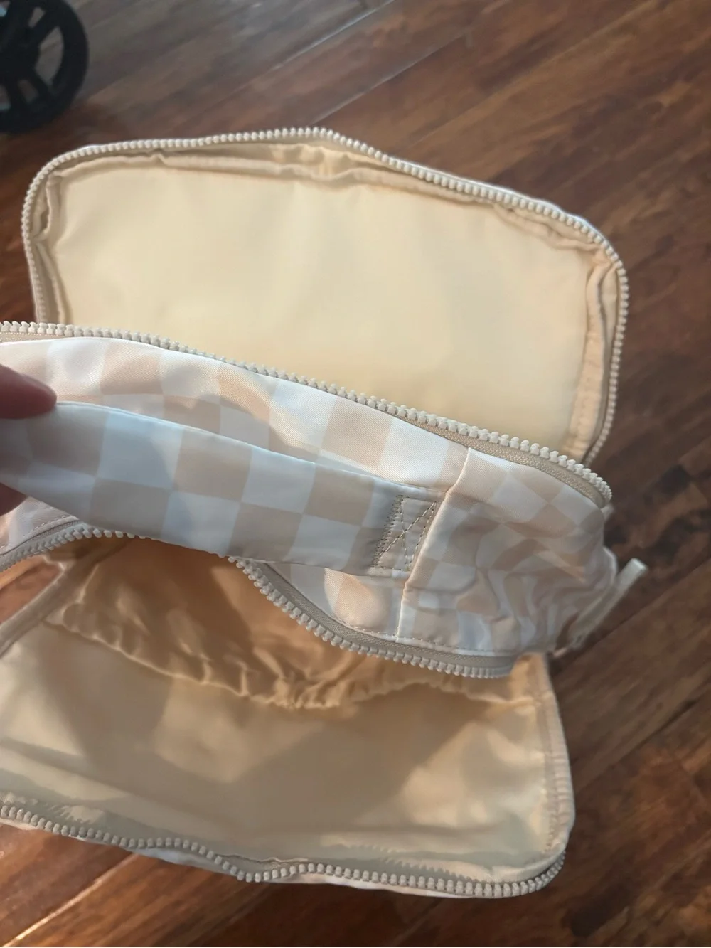 Amazon Beige & White Checkerboard Backpack